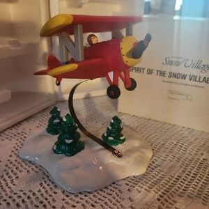 Department 56 Red and Yellow Airplane Figurine "Spirit Of The Snow Village"